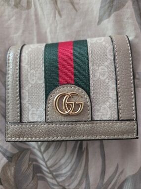 Gucci Beige Ophidia Wallet with Signature Web Stripe